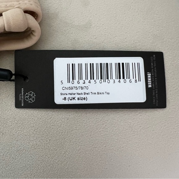 NWT PrettyLittle Thing Nude Halter Shell Trim Bikini Top Swimwear No Pad Beach 4 - Picture 10 of 10